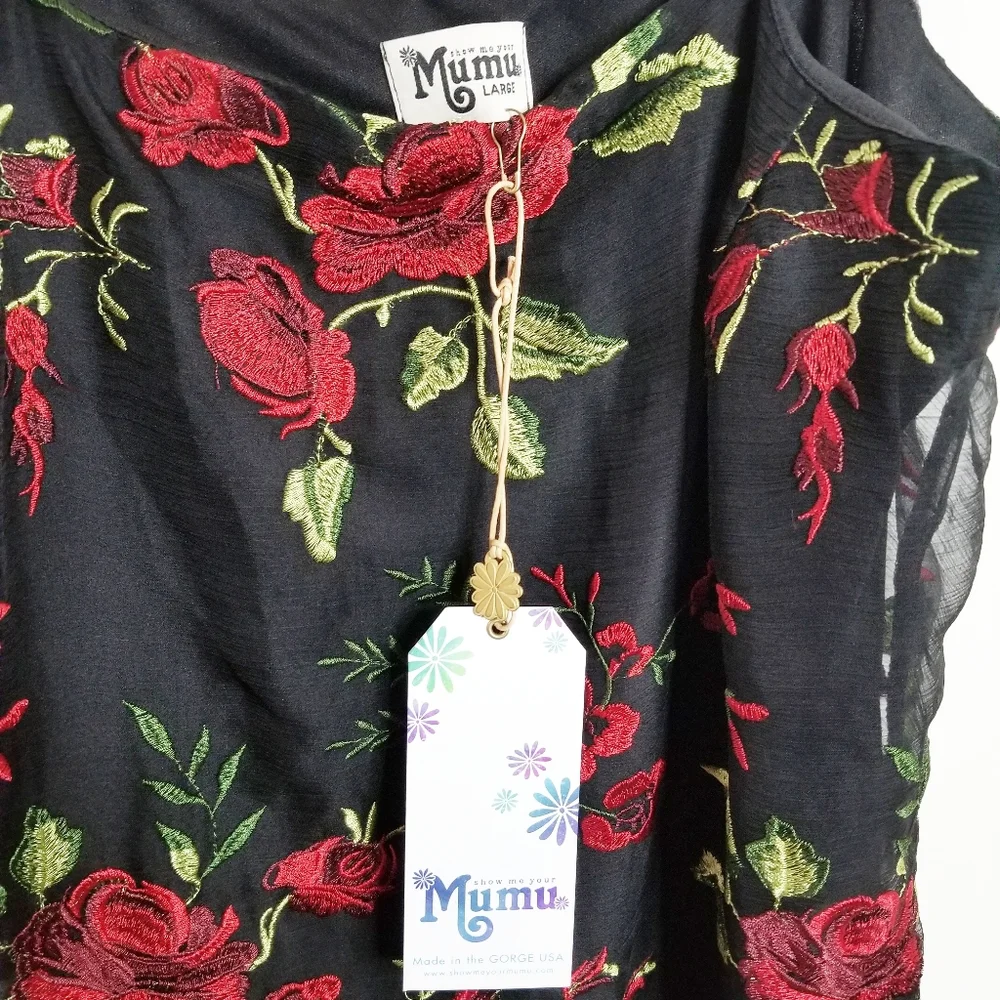 Show Me Your MuMu Black and Red Floral Mini Dress - Picture 5 of 8